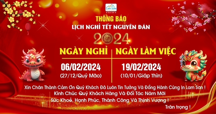 Công ty In Lam Sơn Thông báo lịch nghỉ tết Nguyên đán 2024