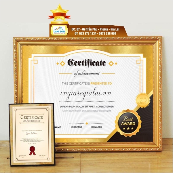 Giấy khen - Chứng nhận (Mẫu ngang)