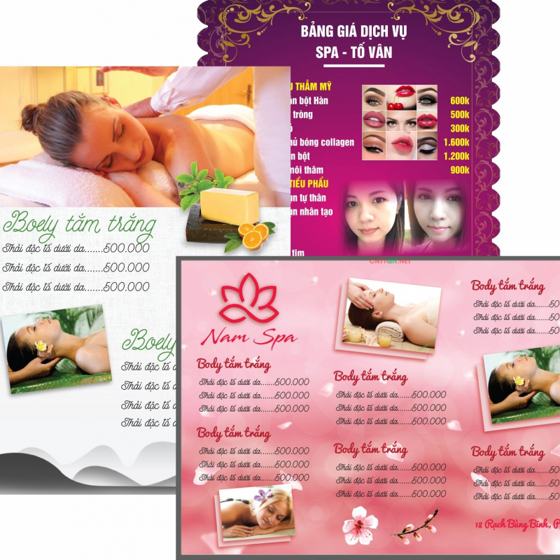 Mẫu Menu Spa